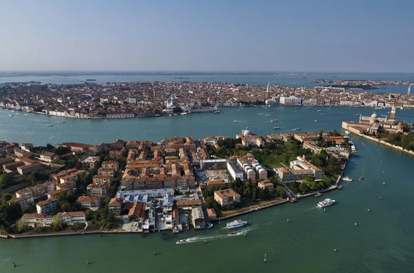 Olaszország, Velence, a város és a velencei lagúna légifelvételek — Stock Fotó