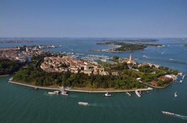 İtalya, Venedik, şehir ve Venedik lagün havadan görünümü