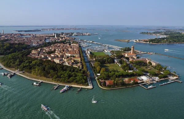 Italy, Venice, aerial view of the city and venetian lagoon — Stock Photo, Image