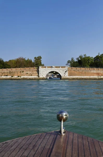 Italy, Venice, aproaching the Nicelli airport on a taxi motor boat — Stock Photo, Image