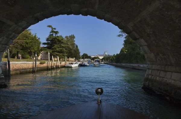 stock image Italy, Venice, aproaching the Nicelli airport on a taxi motor boat