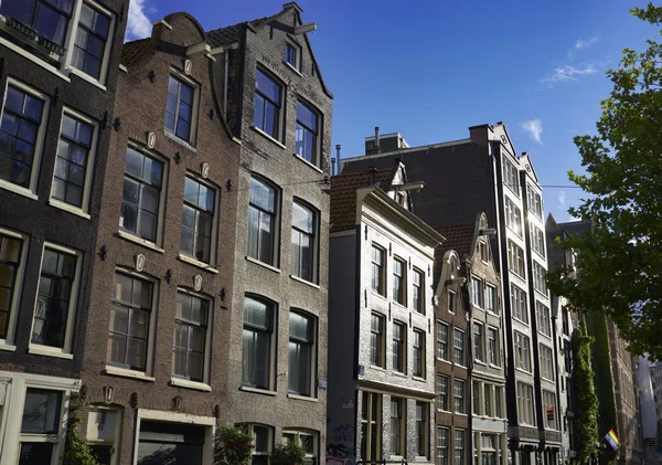 Holandia, amsterdam, stare kamienne domy prywatne — Zdjęcie stockowe