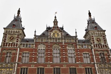 Holland, Amsterdam, view of the Central Railway Station clipart