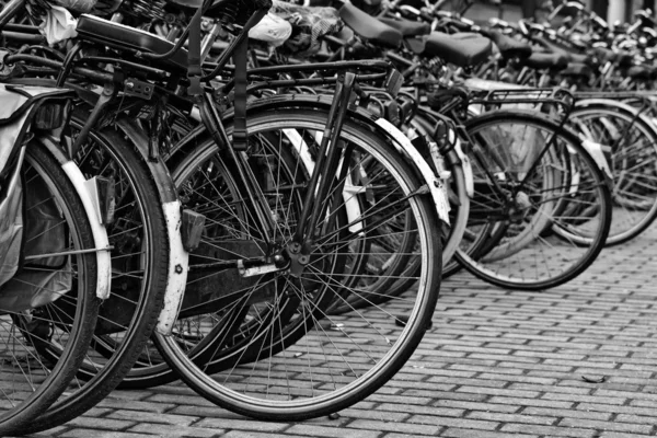 Holland, amsterdam, cyklar parkering nära centralstationen — Stockfoto