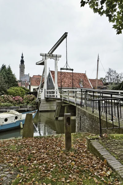 Holland, Edam village (Amsterdam), old mobile bridge — Stock Photo, Image