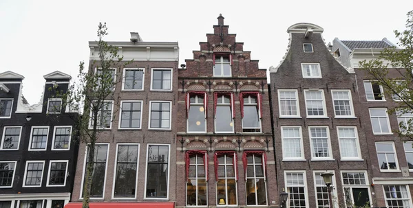 Holandsko, amsterdam, fasáda staré soukromé kamenné domky — Stock fotografie