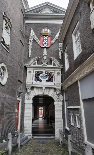 stock image Holland, Amsterdam, the facade of a 1581 old house