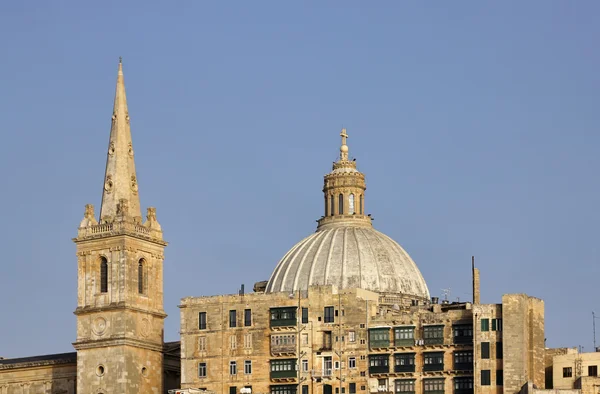 Isola di Malta, veduta della cupola di La Valletta e della concattedrale di San Giovanni — Foto Stock