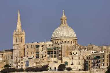 Malta Adası, valletta binalar ve st. john co-katedral 's kubbe