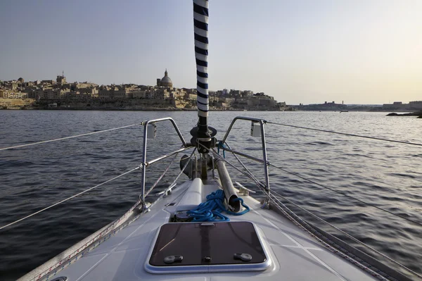 stock image Malta Island, entering the port of Valletta on a sailing boat