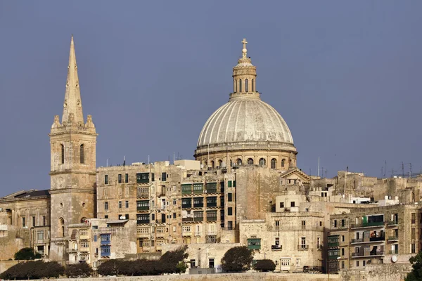 stock image Malta Island, Valletta buildings and St. John Co-Cathedral's dome