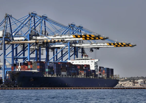 stock image Malta Island, Marsaxlokk, cargo ships loading factory