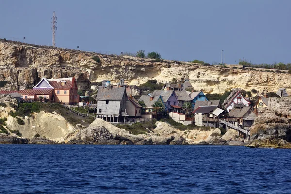 stock image Malta Island, Anchor Bay, Popeye Village (Sweethaven Village)