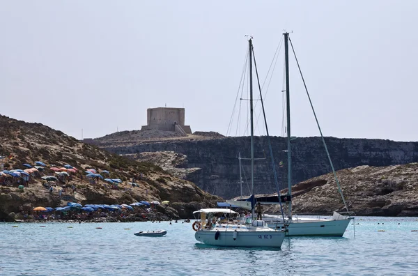 Ilha de Malta, costa sul da ilha, antiga torre de Saracin — Fotografia de Stock