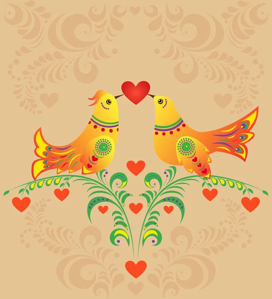 stock vector Colorful bird couple