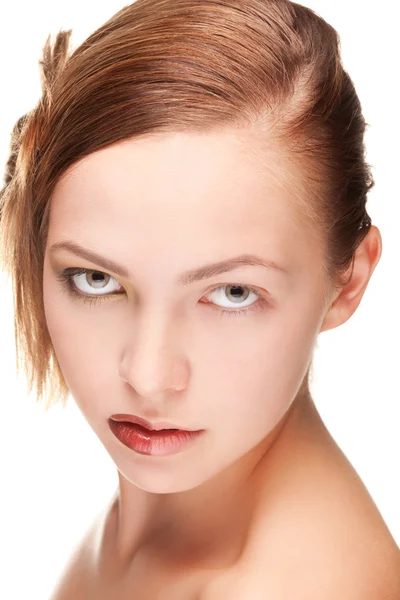 Ženská tvář, pojetí krásy, moc make-upu — Stock fotografie