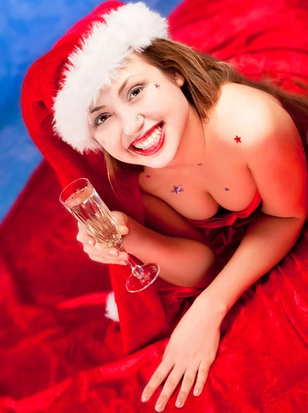 Mooie sexy meisje dragen van santa claus kleding — Stockfoto