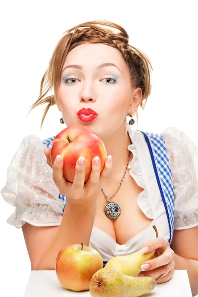Mladá blondýnka v tradiční Uherské kostým — Stock fotografie