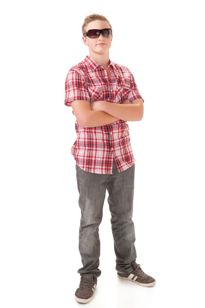Portrét dospívající chlapec s sluneční brýle — Stock fotografie