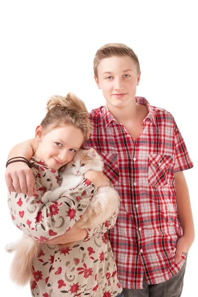 Portrait of a teenage boy and teenage girl — Stock Photo, Image
