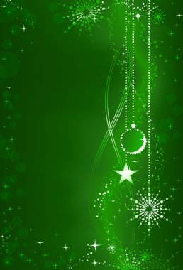 Abstract green Christmas background with ornaments and embellishment clipart