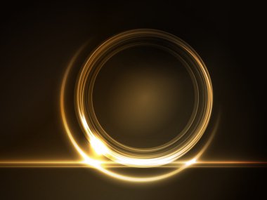 Golden glowing round frame for your text clipart