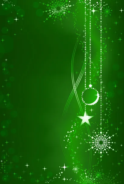 Astratto sfondo verde Natale con ornamenti e abbellimento — Vettoriale Stock
