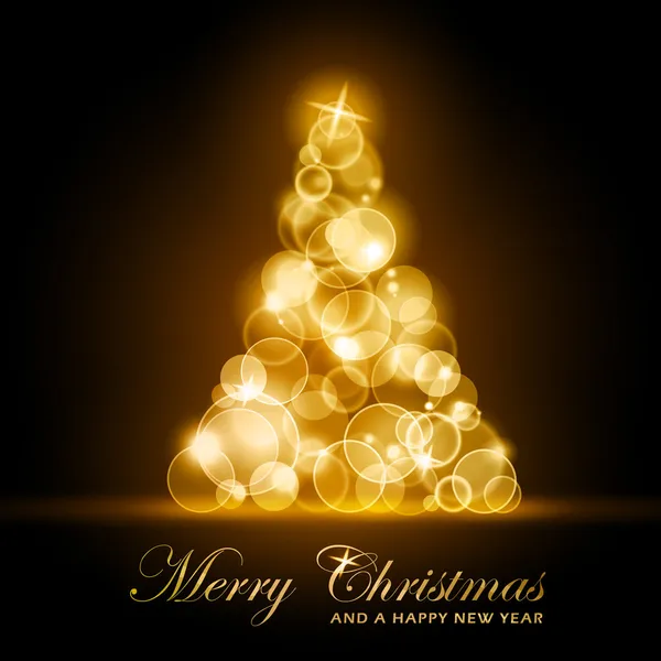 金色の輝くクリスマス ツリー — ストックベクタ