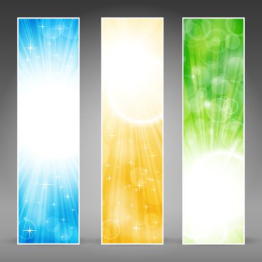 Vertical banner set with light bursts clipart