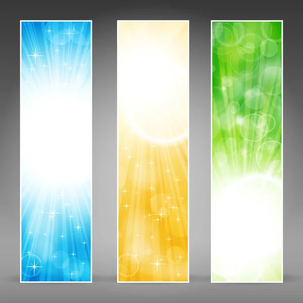 Banner vertical com rajadas de luz —  Vetores de Stock