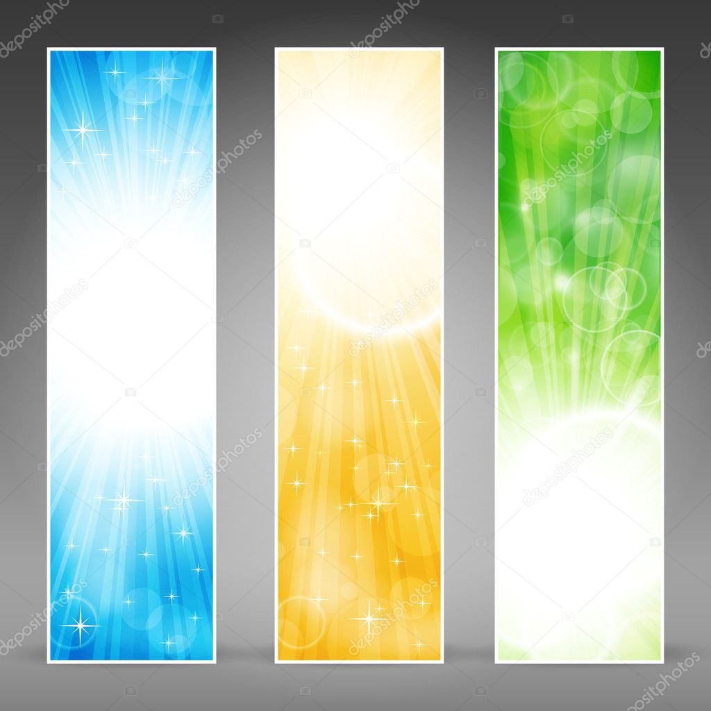 Vertical banner set with light bursts