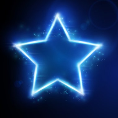 Blue star with light effect clipart