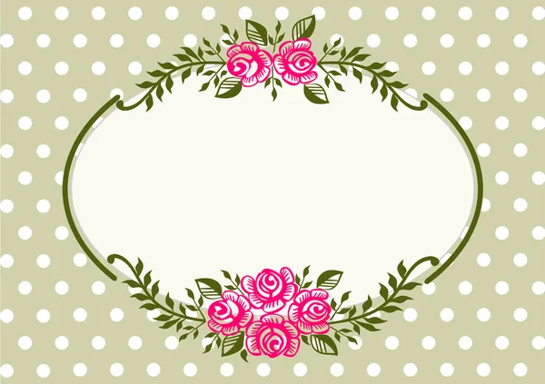 Rose vintage cadre vert — Image vectorielle