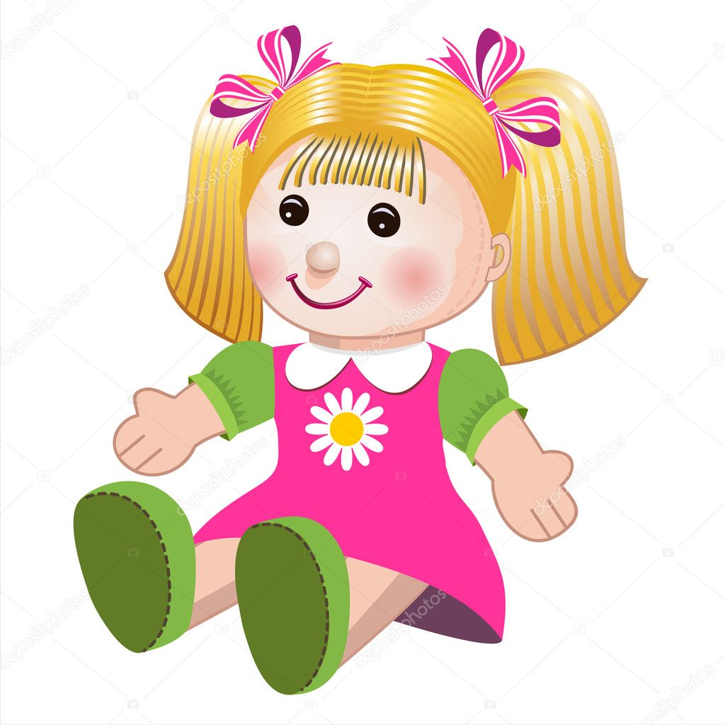 Vector illustration of girl doll
