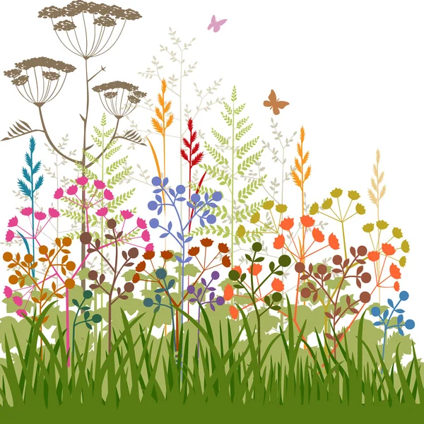 Красочные абстрактные растения и травы фон — стоковый вектор