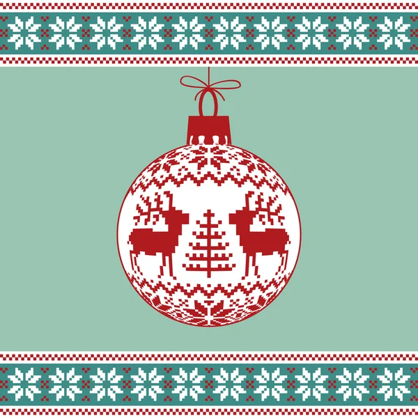 Nordic deseni ile Noel top — Stok Vektör