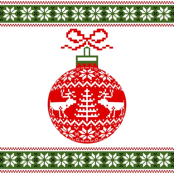 Nordic motifi ile Noel top — Stok Vektör
