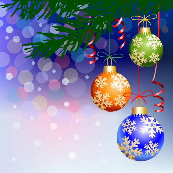 Christmas balls on blue light background — Stock Photo, Image