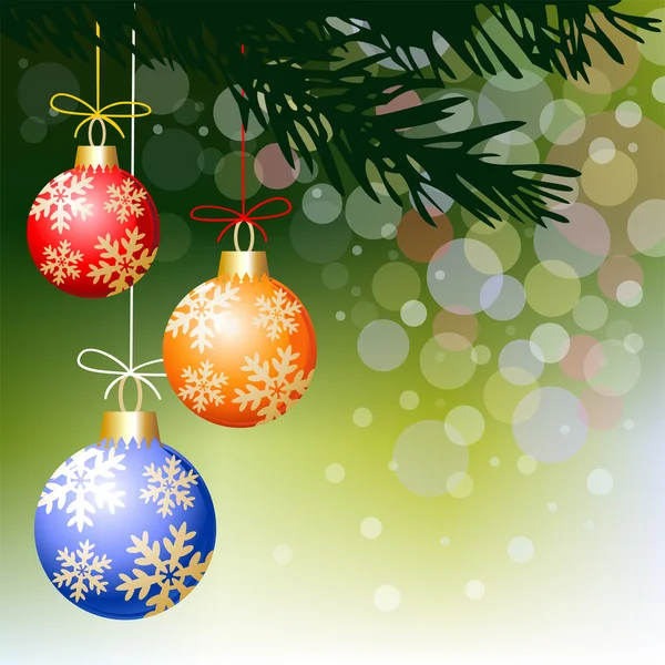 Christmas balls on green light background — Stock Photo, Image