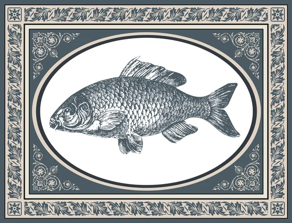 ภาพเวกเตอร์โบราณของปลา — ภาพเวกเตอร์สต็อก