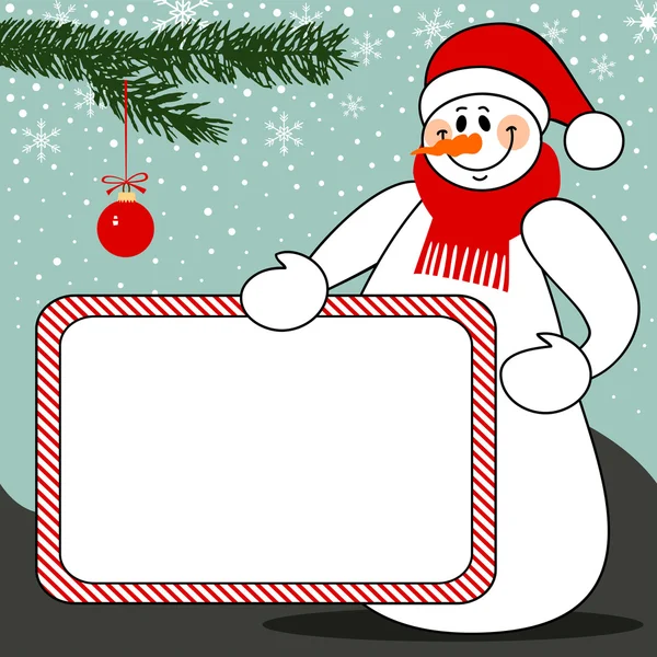 Χιονάνθρωπος με πίνακας διαφημίσεων Χριστούγεννα διάνυσμα φόντο — Διανυσματικό Αρχείο