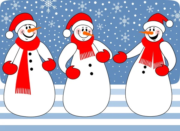Sneeuwmannen trio — Stockvector