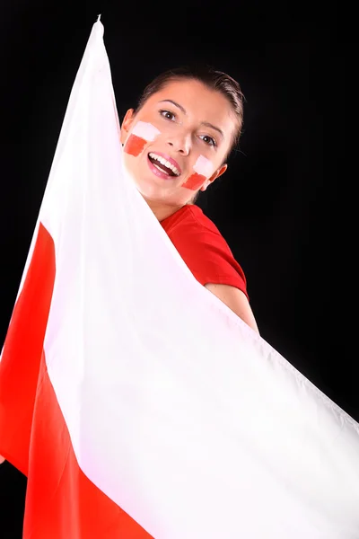 Польский флаг и польская девушка — стоковое фото