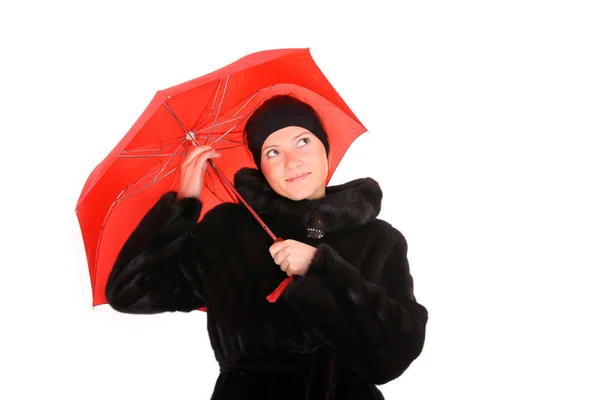 Czerwony parasol — Zdjęcie stockowe