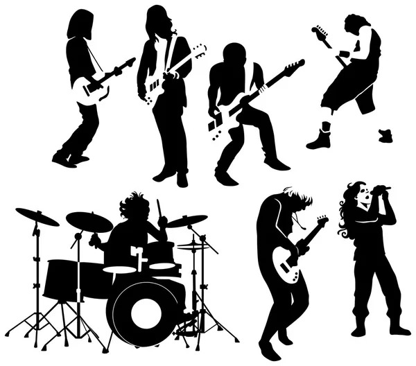 Rock-'n-roll-muzikanten — Stockvector