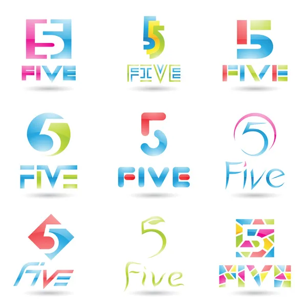 Icons for Number 5 — Stock Vector