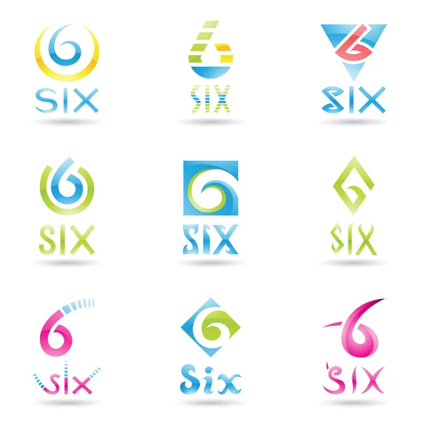 Symbole für Nummer 6 — Stockvektor