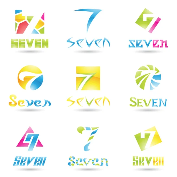 Symbole für Nummer 7 — Stockvektor