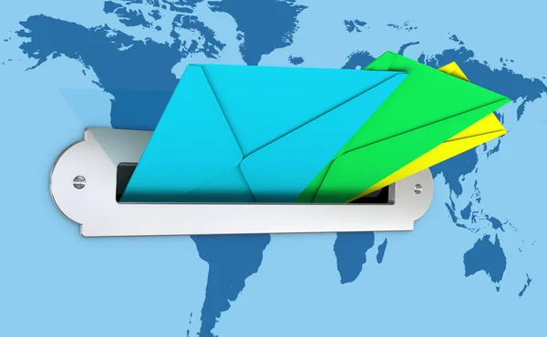 Caixa de correio e envelopes — Fotografia de Stock