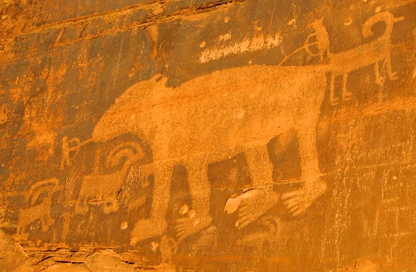 Indische Petroglyphe Stockfoto